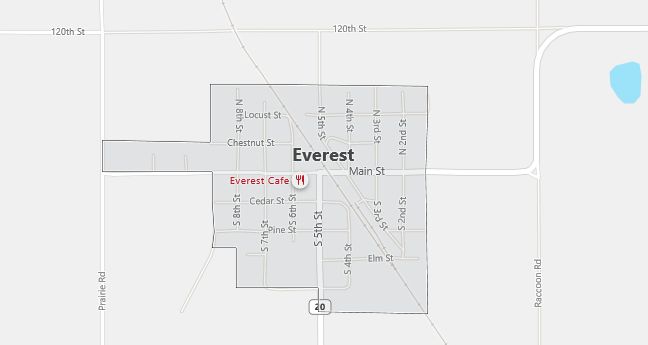 Map of Everest, KS