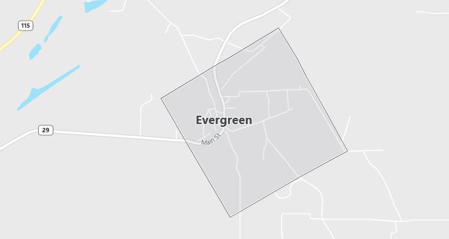 Map of Evergreen, LA