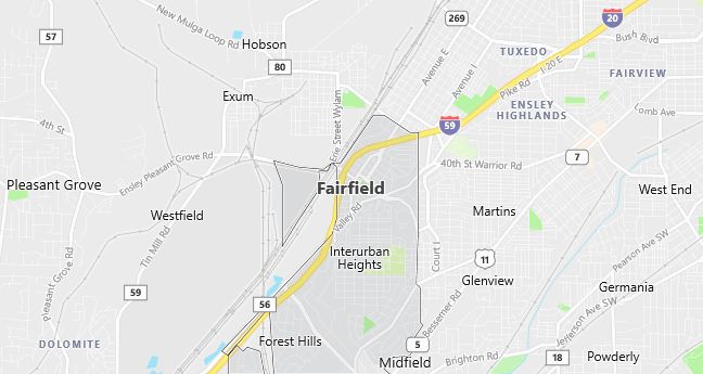 Map of Fairfield, AL