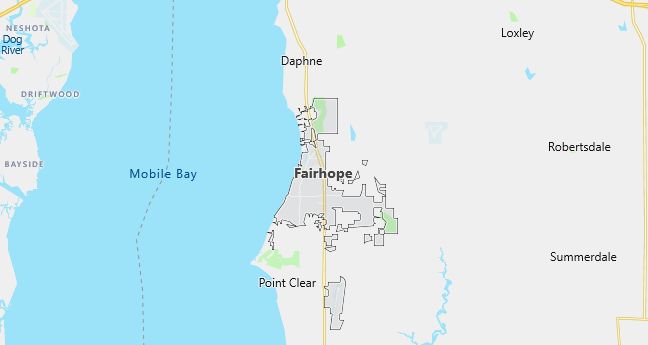 Map of Fairhope, AL