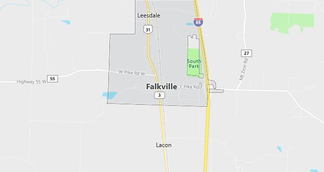 Map of Falkville, AL