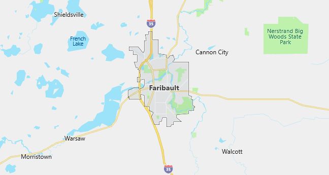 Map of Faribault, MN