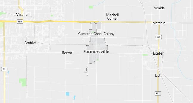 Map of Farmersville, CA