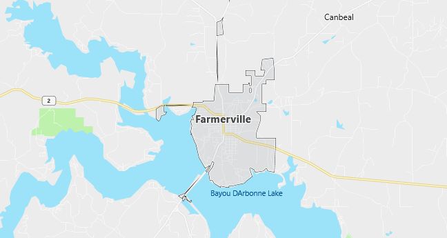 Map of Farmerville, LA