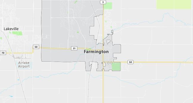 Map of Farmington, MN