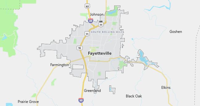 Map of Fayetteville, AR