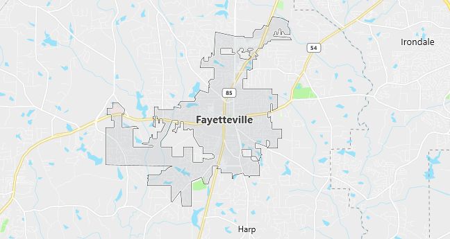 Map of Fayetteville, GA