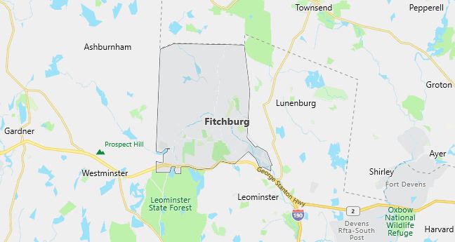 Map of Fitchburg, MA