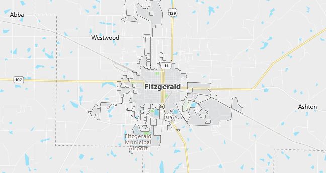 Map of Fitzgerald, GA