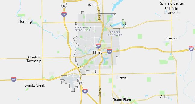 Map of Flint, MI