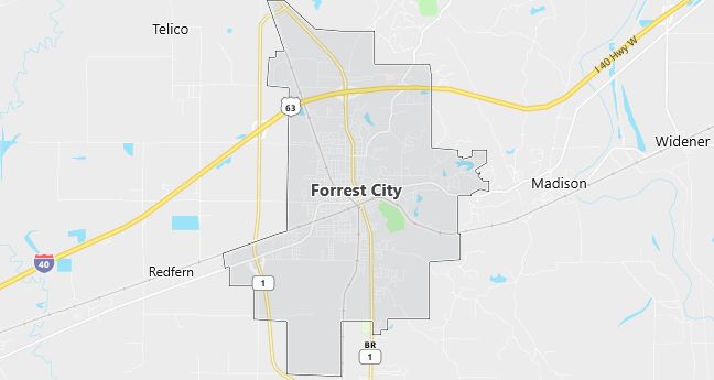 Map of Forrest City, AR