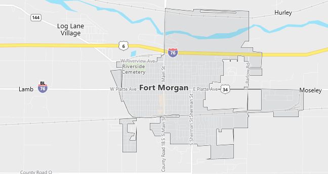 Map of Fort Morgan, CO