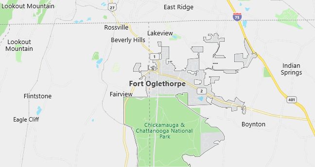 Map of Fort Oglethorpe, GA