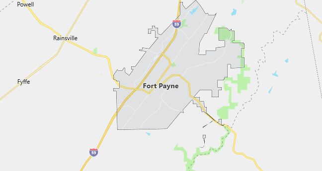 Map of Fort Payne, AL