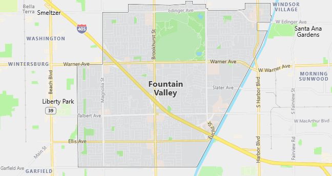 Map of Fountain Valley, CA