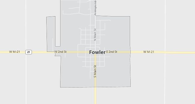 Map of Fowler, MI