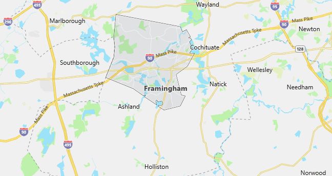 Map of Framingham, MA