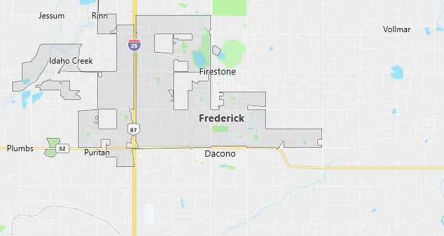 Map of Frederick, CO