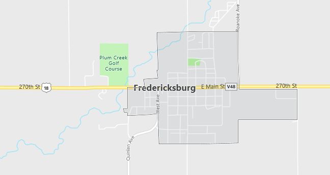 Map of Fredericksburg, IA