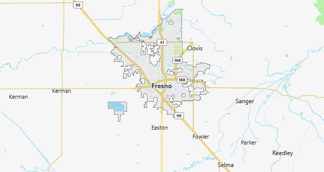 Map of Fresno, CA