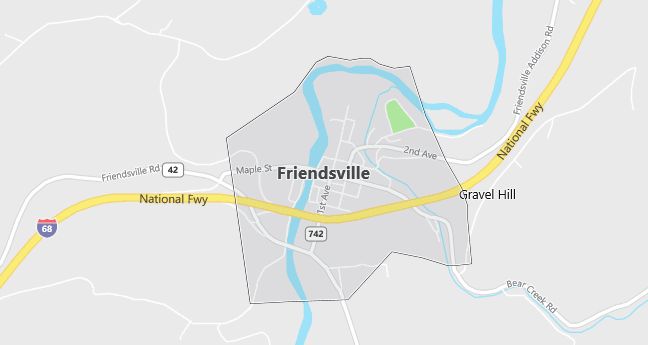 Map of Friendsville, MD