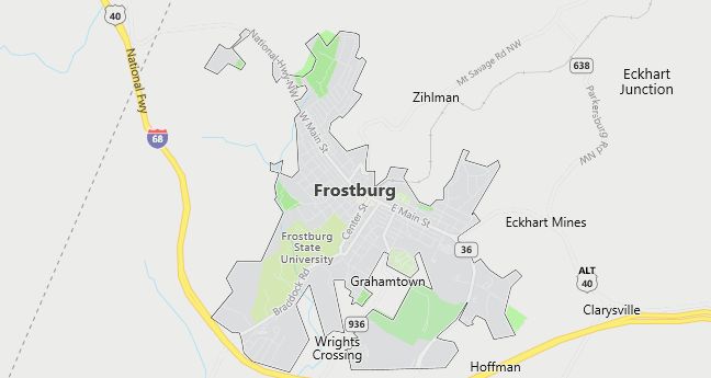 Map of Frostburg, MD