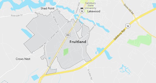 Map of Fruitland, MD