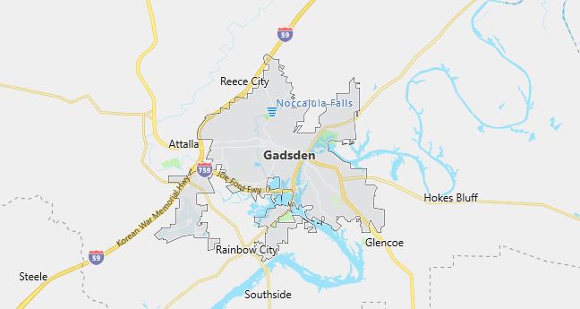 Map of Gadsden, AL