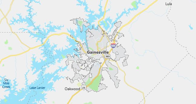 Map of Gainesville, GA