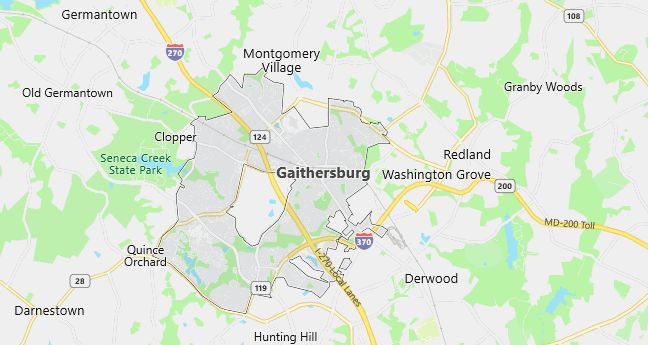 Map of Gaithersburg, MD