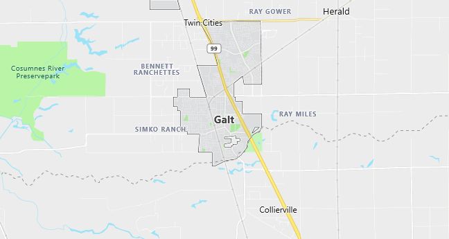 Map of Galt, CA