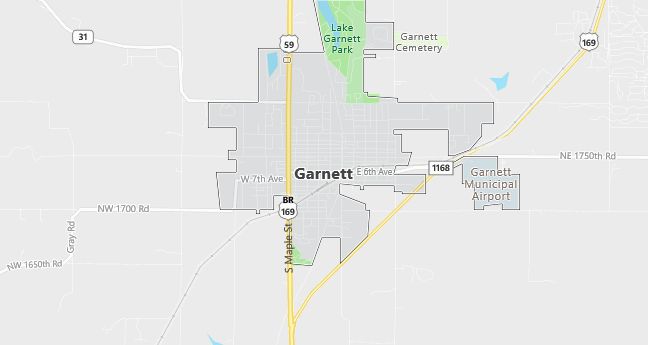 Map of Garnett, KS