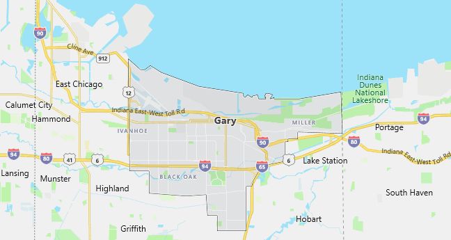 Map of Gary, IN