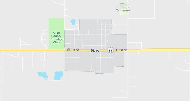 Map of Gas, KS