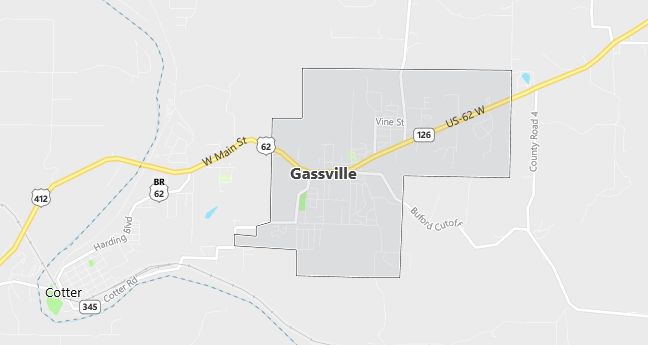 Map of Gassville, AR