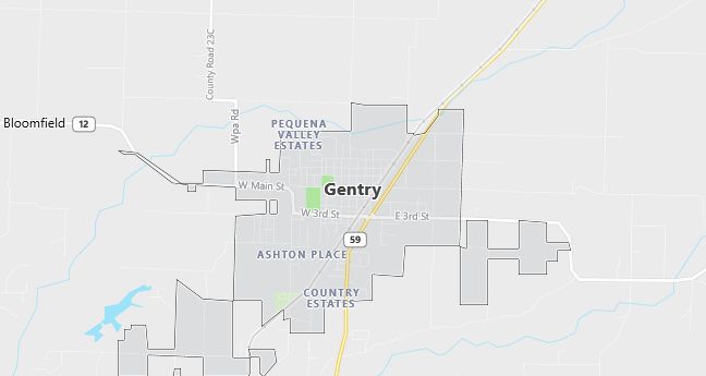 Map of Gentry, AR