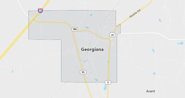 Map of Georgiana, AL