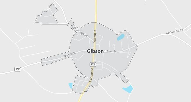 Map of Gibson, GA