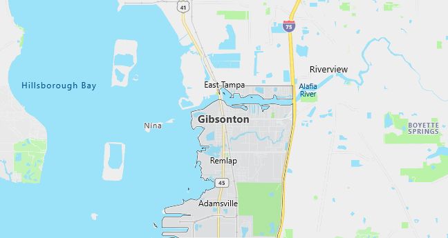 Map of Gibsonton, FL