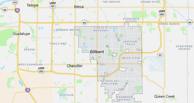 Map of Gilbert, AZ