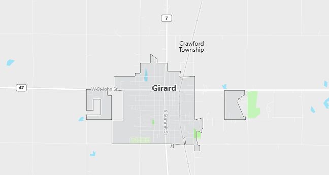 Map of Girard, KS