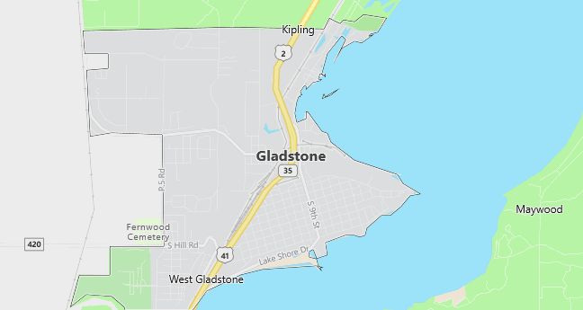 Map of Gladstone, MI