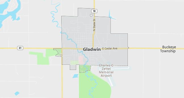 Map of Gladwin, MI