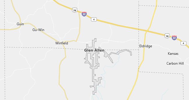 Map of Glen Allen, AL