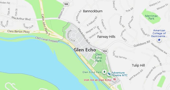 Map of Glen Echo, MD