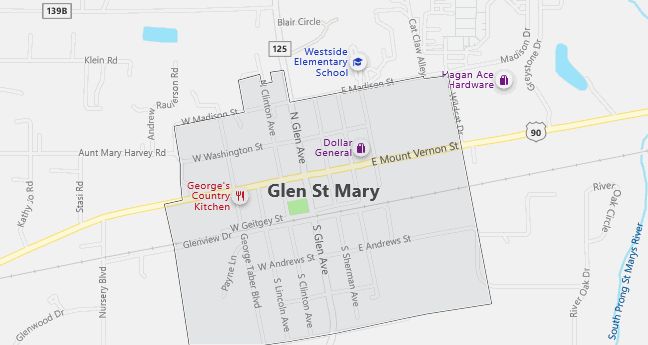 Map of Glen Saint Mary, FL