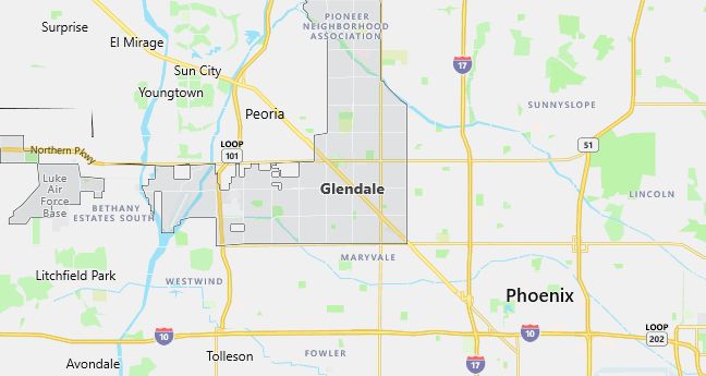 Map of Glendale, AZ