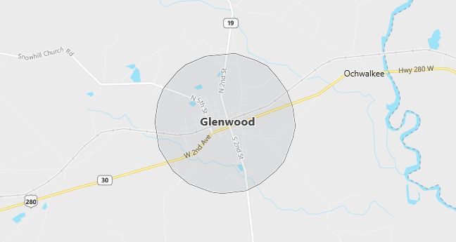 Map of Glenwood, GA