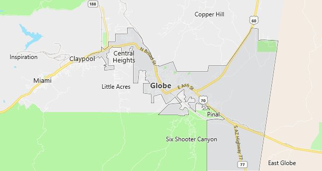 Map of Globe, AZ