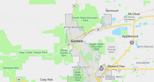 Map of Golden, CO